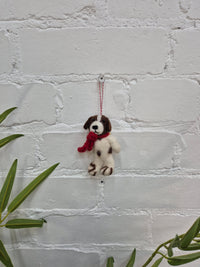Felt Hanging Dog In Scarf