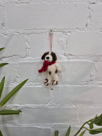 Felt Hanging Dog In Scarf