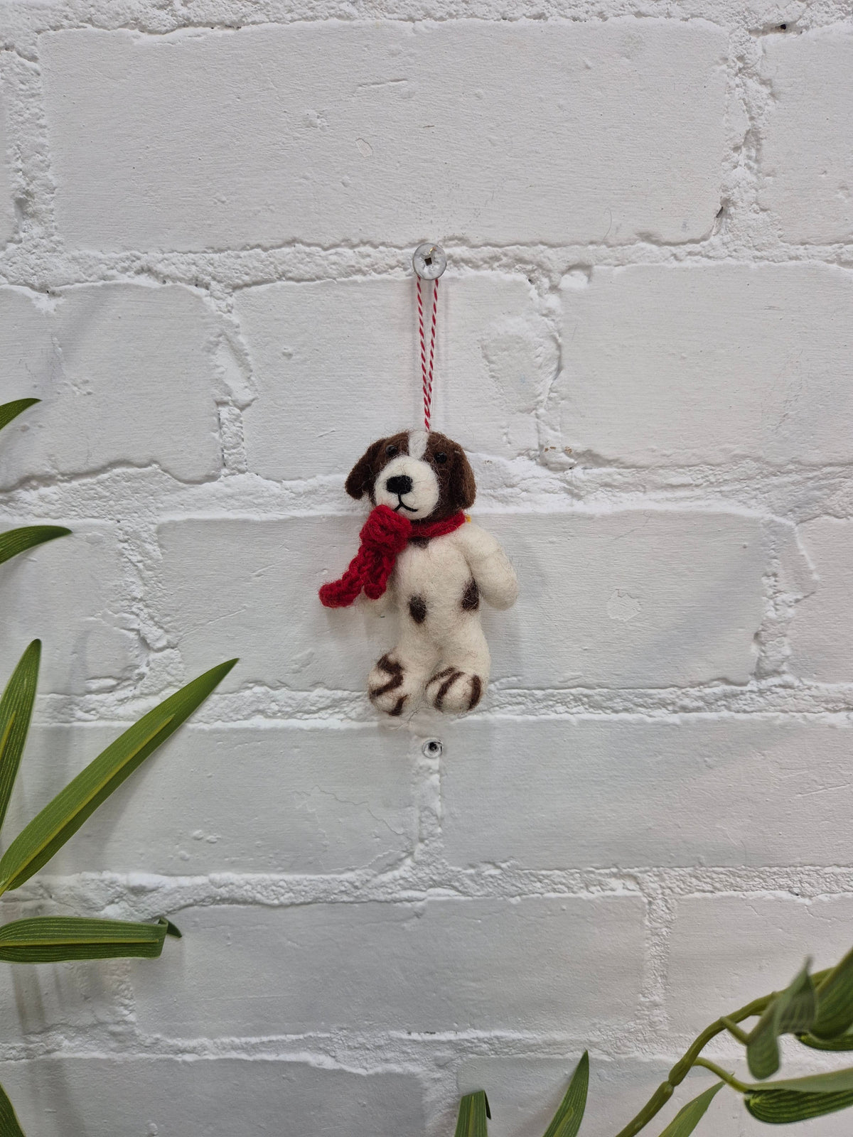 Felt Hanging Dog In Scarf