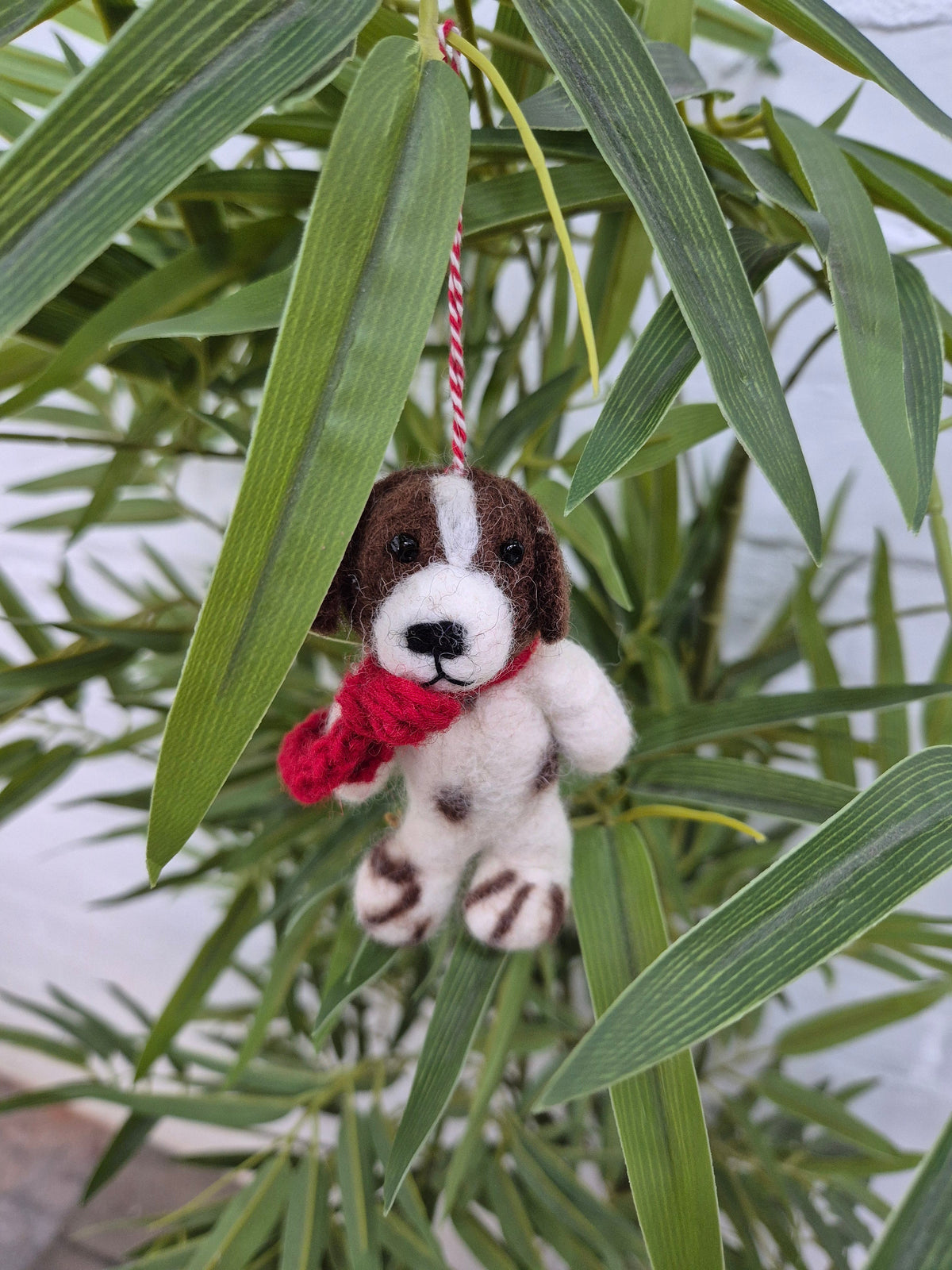 Felt Hanging Dog In Scarf