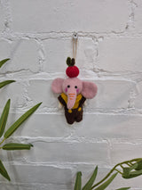 Felt Hanging Elephant In Dungarees