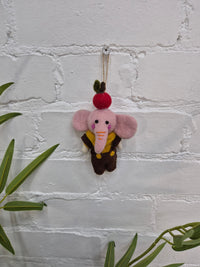 Felt Hanging Elephant In Dungarees