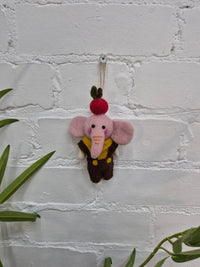 Felt Hanging Elephant In Dungarees
