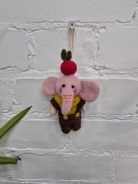 Felt Hanging Elephant In Dungarees