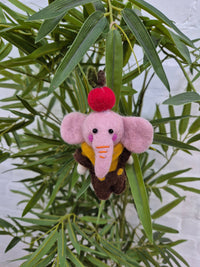 Felt Hanging Elephant In Dungarees