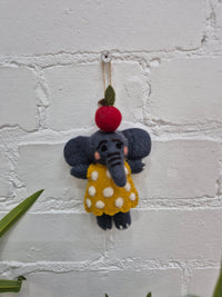 Felt Hanging Elephant In Dress