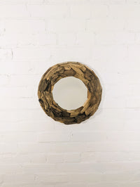 Large Round Driftwood Mirror