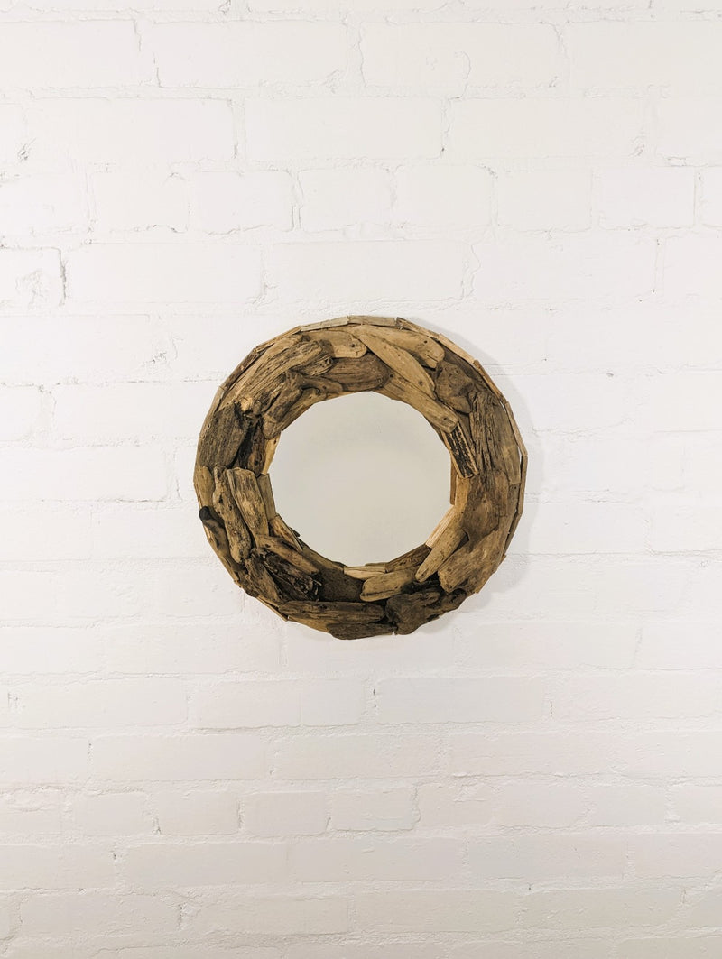 Large Round Driftwood Mirror