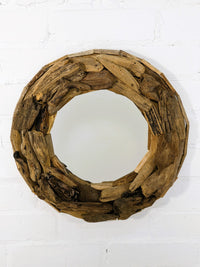 Large Round Driftwood Mirror