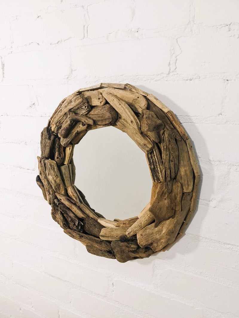 Large Round Driftwood Mirror