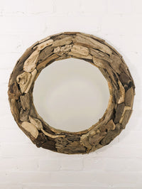Large Round Driftwood Mirror