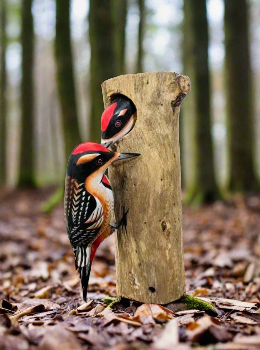 Woodpeckers On Log