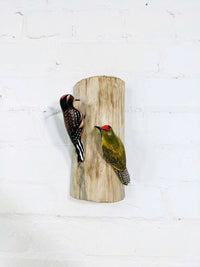 Woodpeckers On Log Wall Hanger