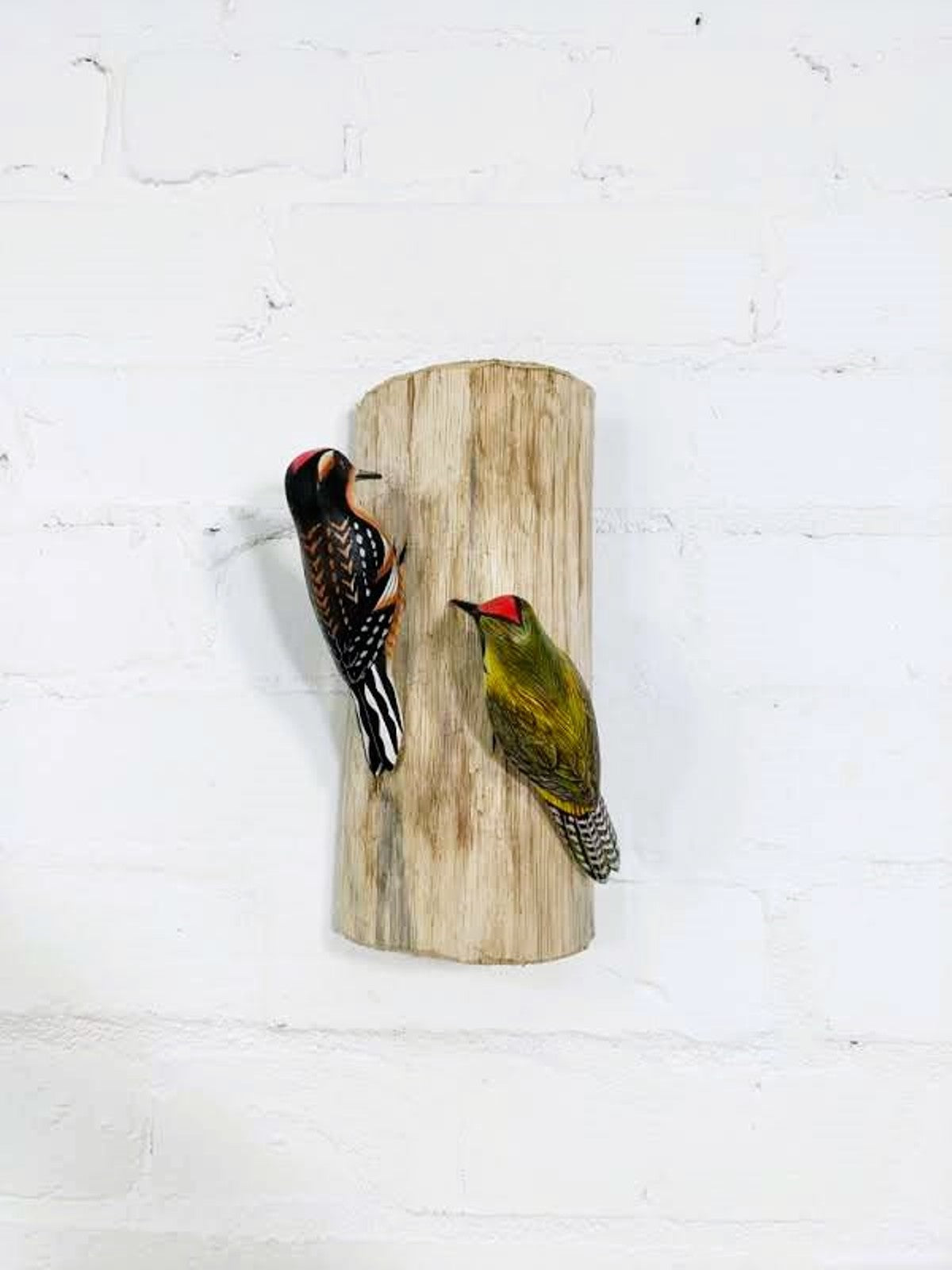 Woodpeckers On Log Wall Hanger