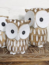 Set Of Three Natural/White Wash Owls