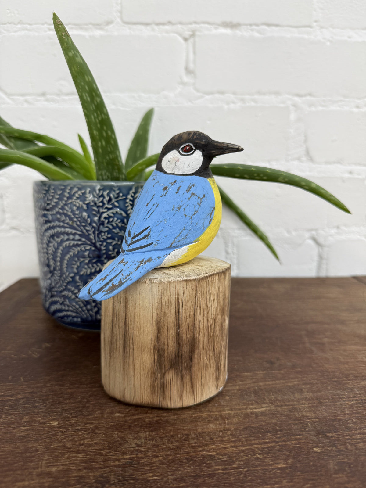 Realistic Painted Wooden Blue Tit