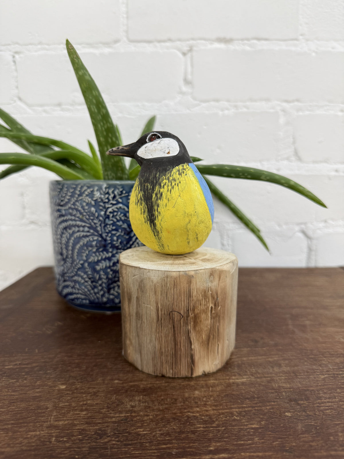 Realistic Painted Wooden Blue Tit