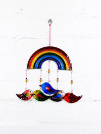 Rainbow with Five Birds Suncatcher