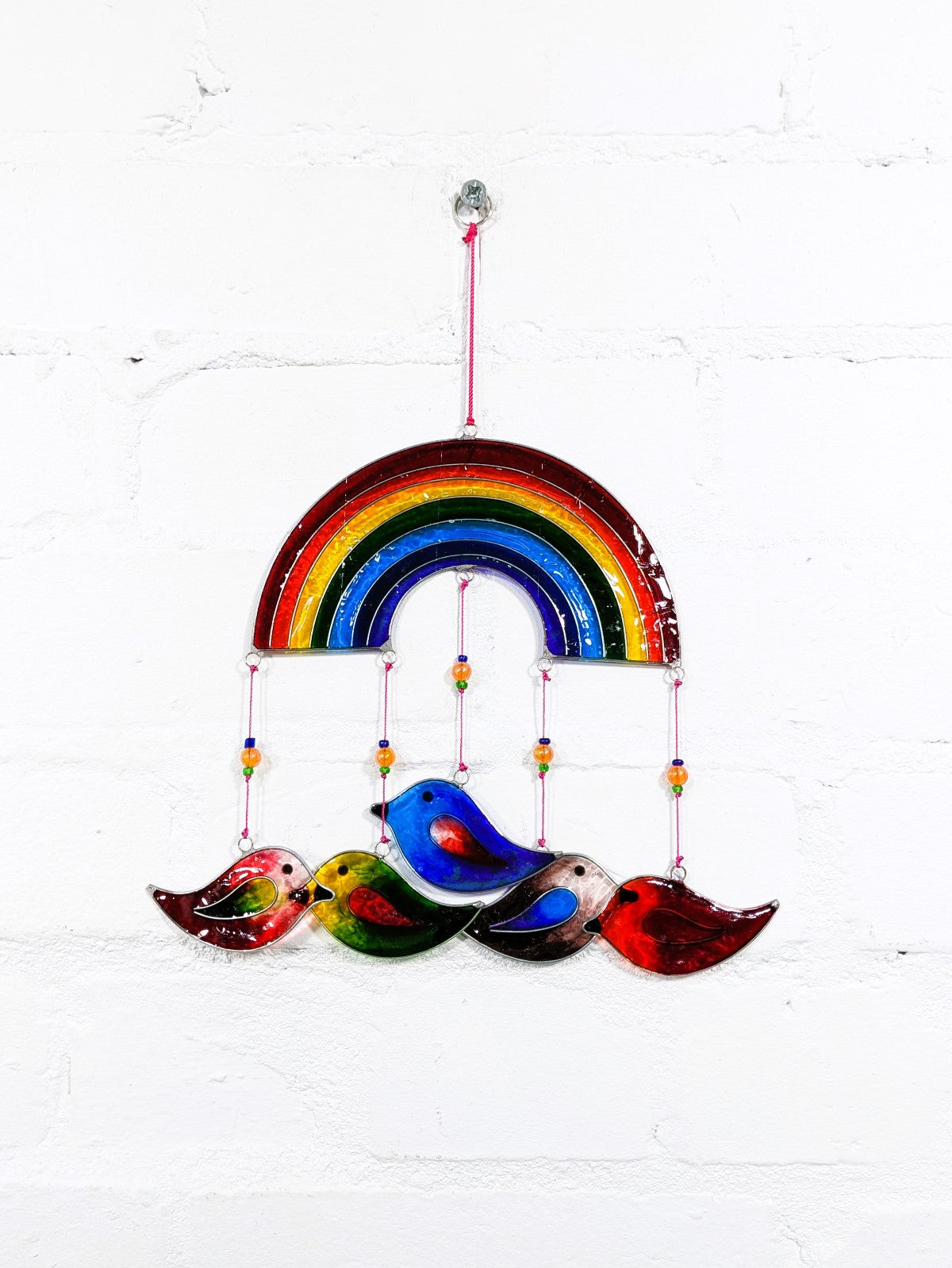 Rainbow with Five Birds Suncatcher