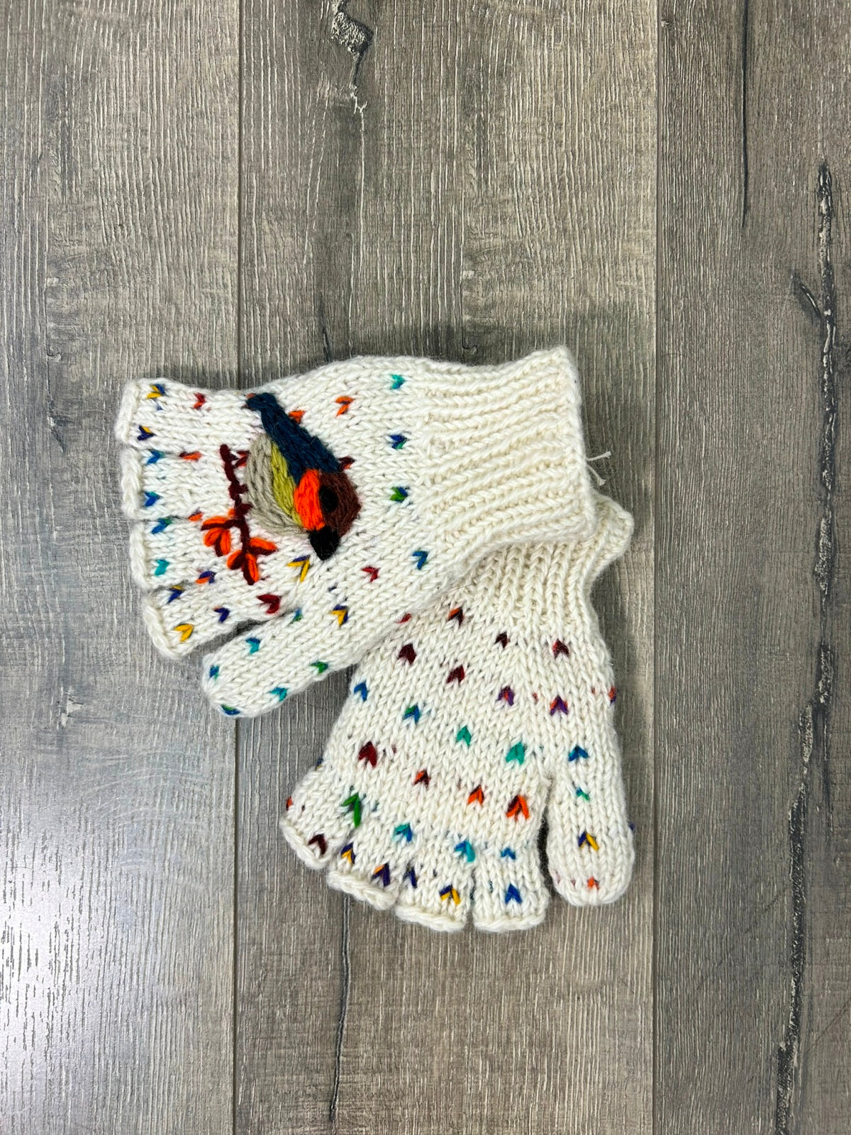 Bird Knit Fingerless Gloves