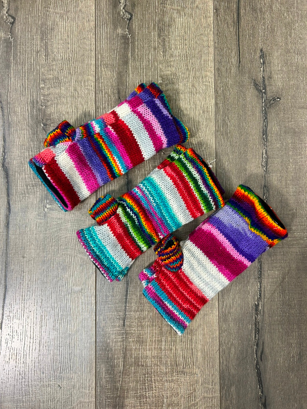 Multi Stripe Knitted Handwarmers