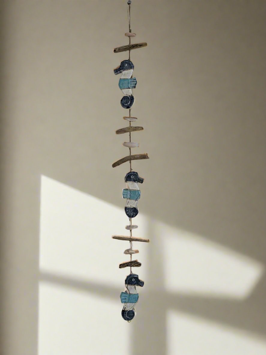 Driftwood String of Stripy Seahorses