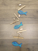 Driftwood String of Blue Fish