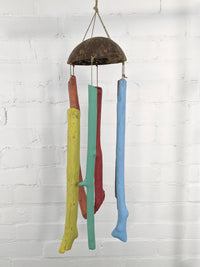 Coconut Wind Chime with Rainbow Sticks