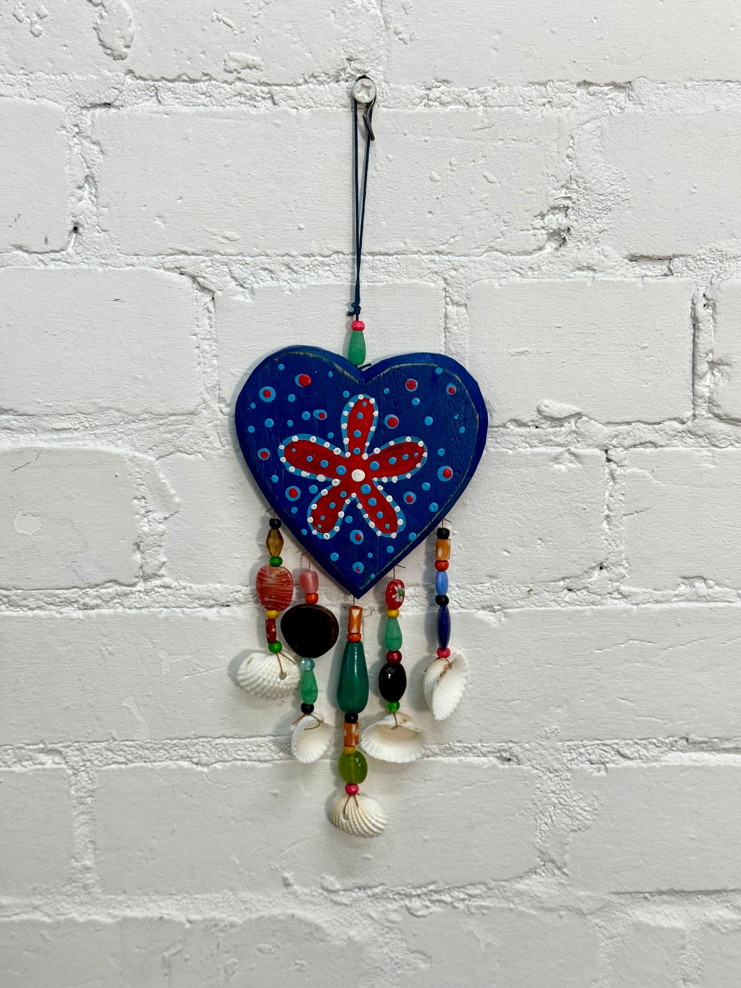 Wooden Beaded Heart Hanger