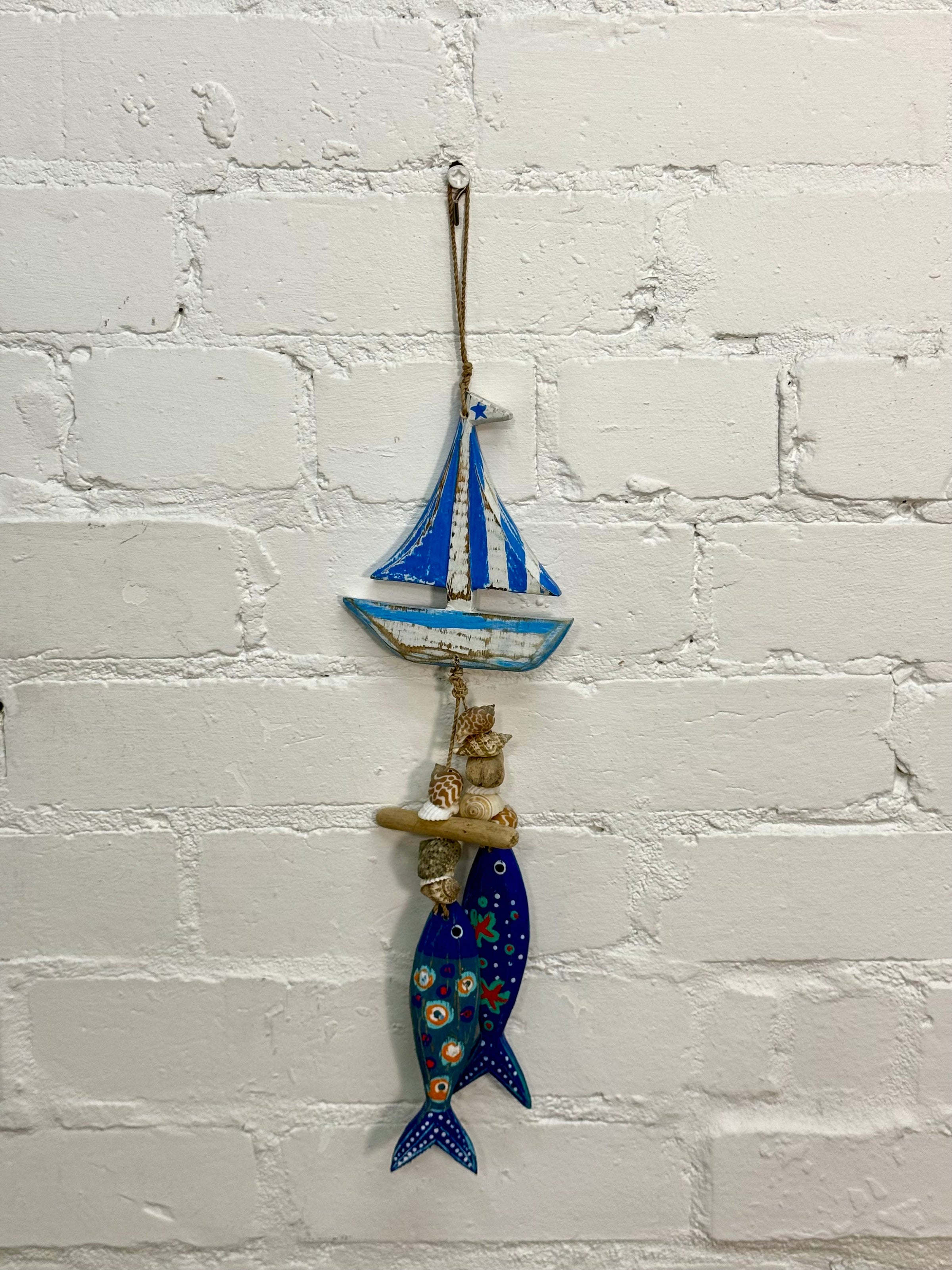 Wooden Boat & Fish Hanger