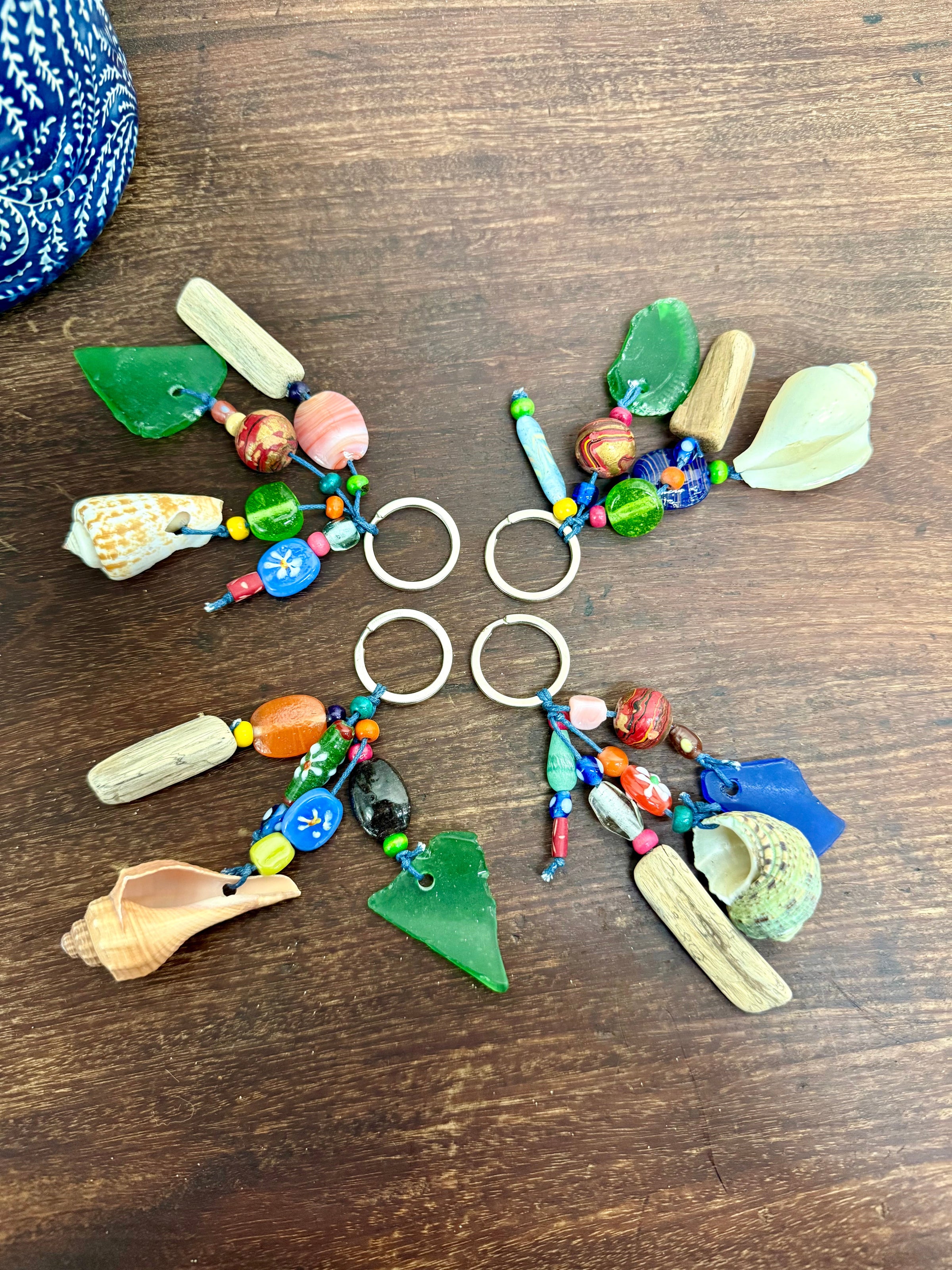 Seaglass & Shell Keyring