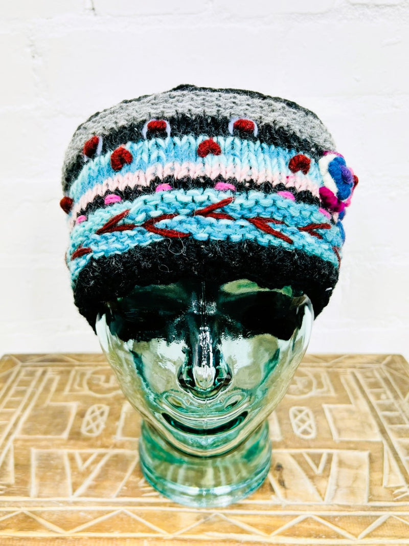 Flower Embroidery Wool Headband