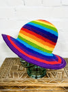 Cotton Rainbow Wide Brim Crochet Hat