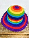 Cotton Rainbow Wide Brim Crochet Hat
