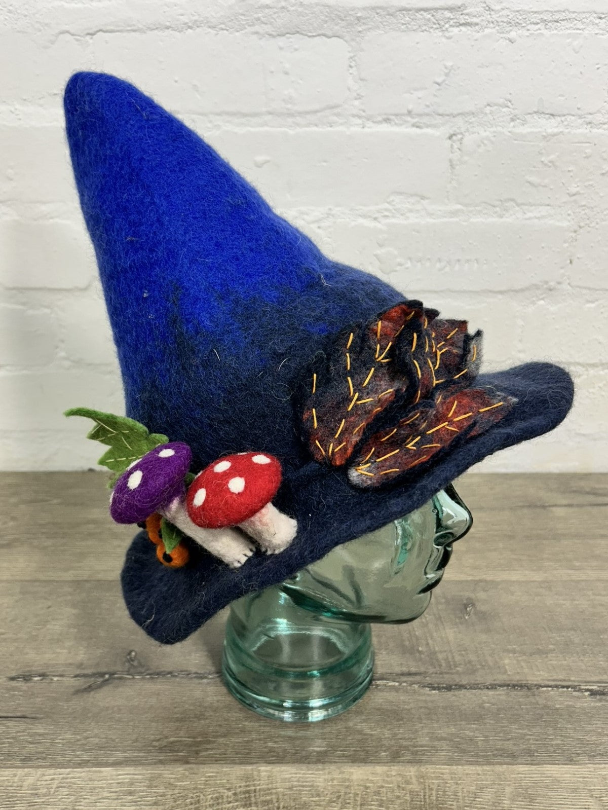 Felt Small Blue Mushroom Hat