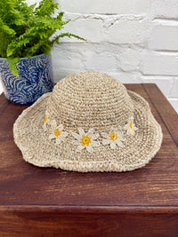 Daisy Embroidered Hemp Sun Hat