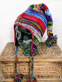 Rainbow Long Knitted Wool Hat