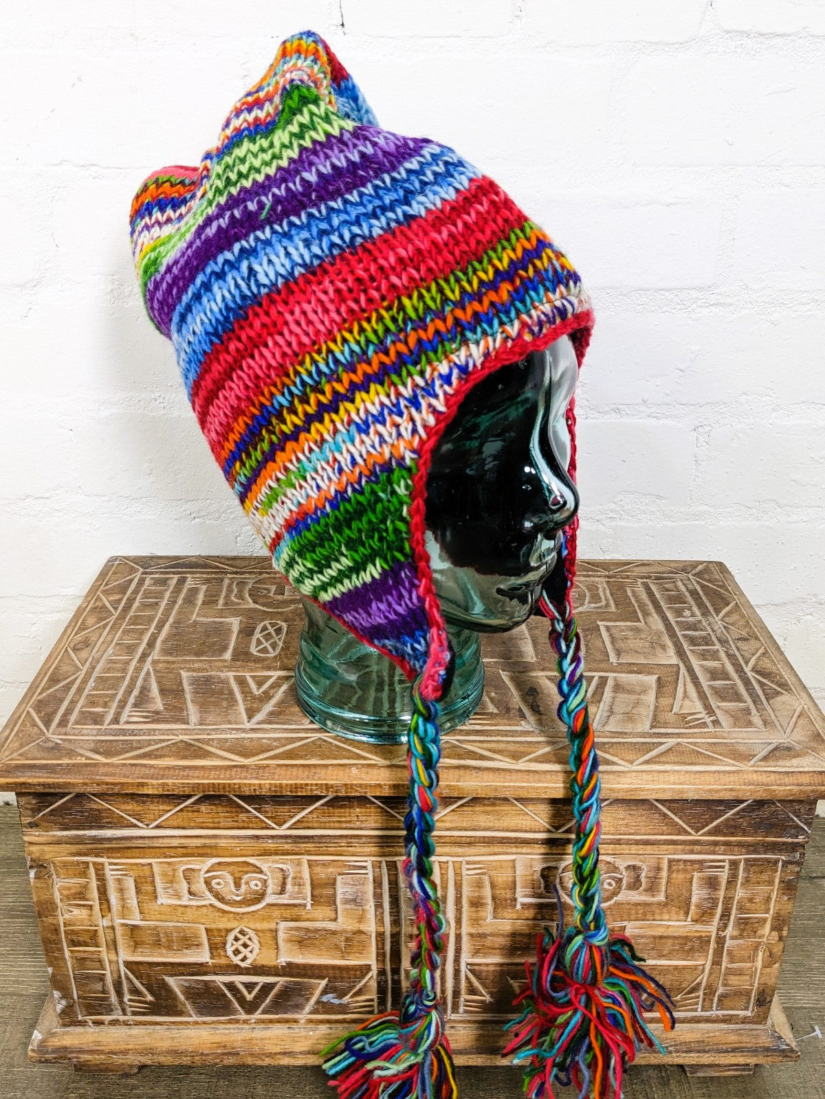 Rainbow Long Knitted Wool Hat