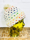 Wool Rainbow Fleck Bobble Hat