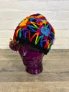 Flower and Rainbow Tassel Wool Hat