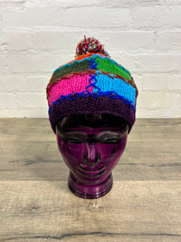Patchwork Wool Bobble Hat