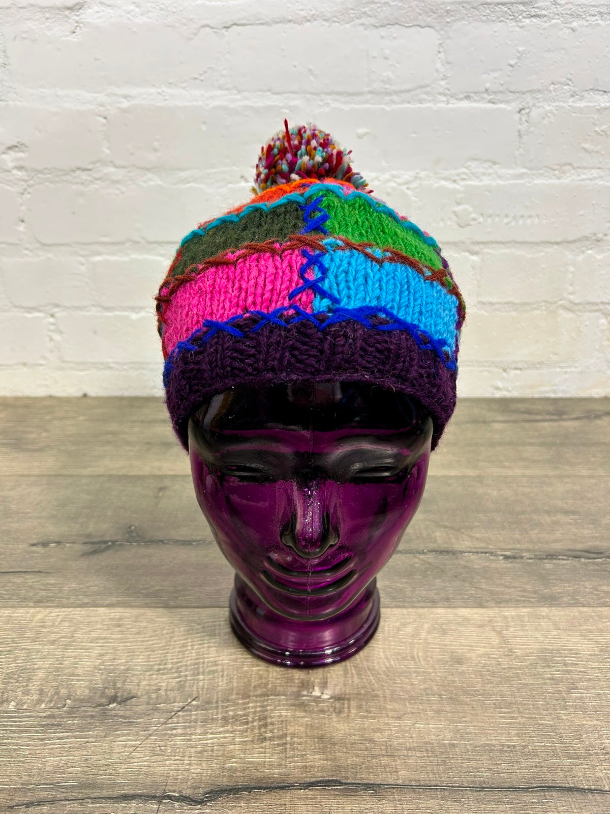 Patchwork Wool Bobble Hat