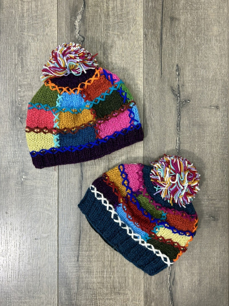 Patchwork Wool Bobble Hat