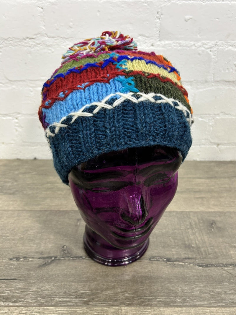 Patchwork Wool Bobble Hat