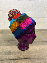 Patchwork Wool Bobble Hat