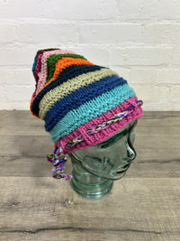 Multi Stripe Knitted Slouch Hat