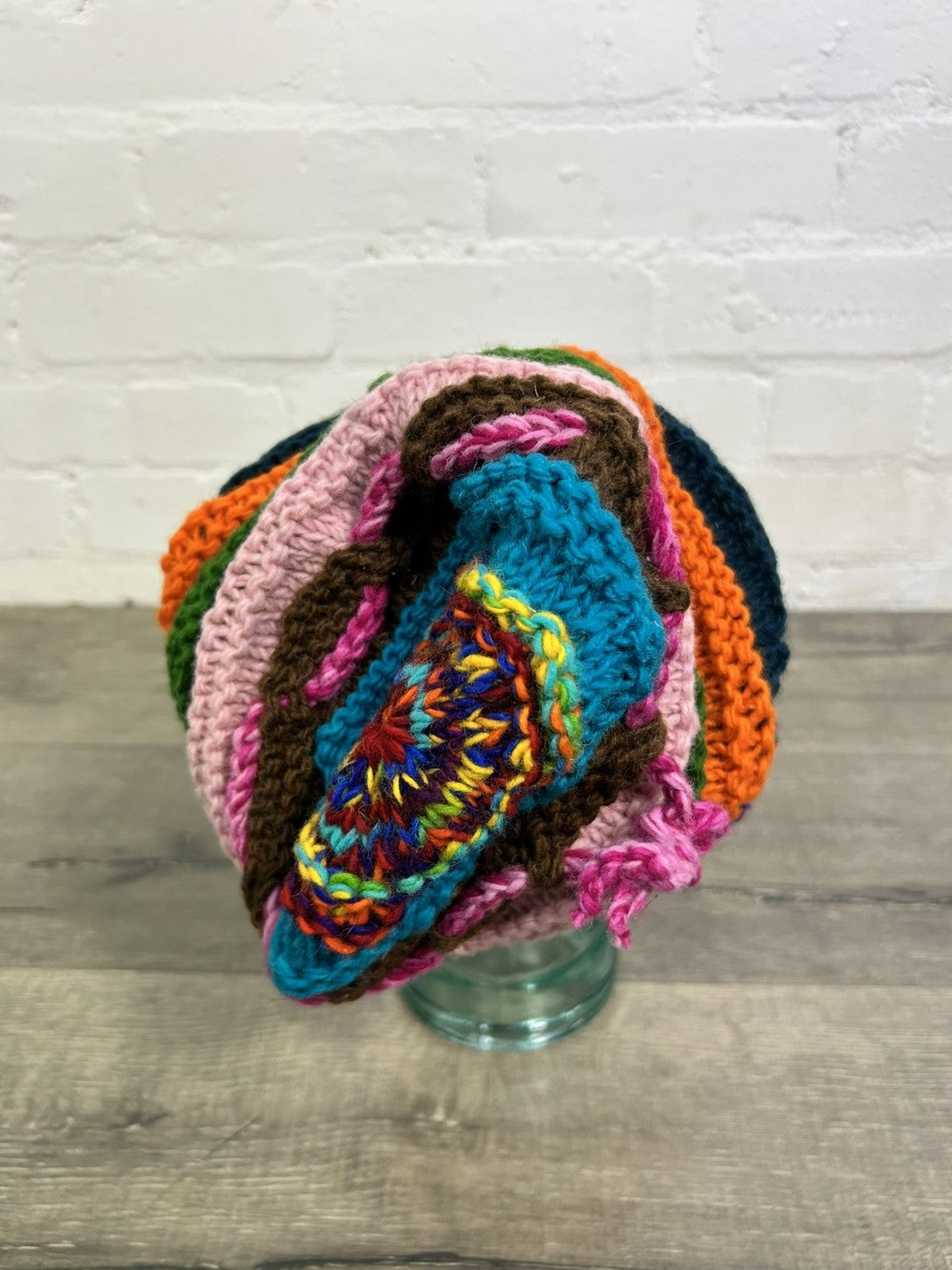 Multi Stripe Knitted Slouch Hat