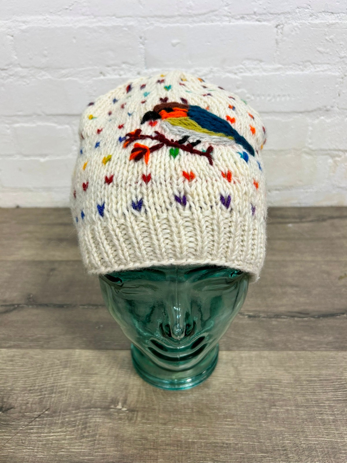 White Bird Knit Beanie hat