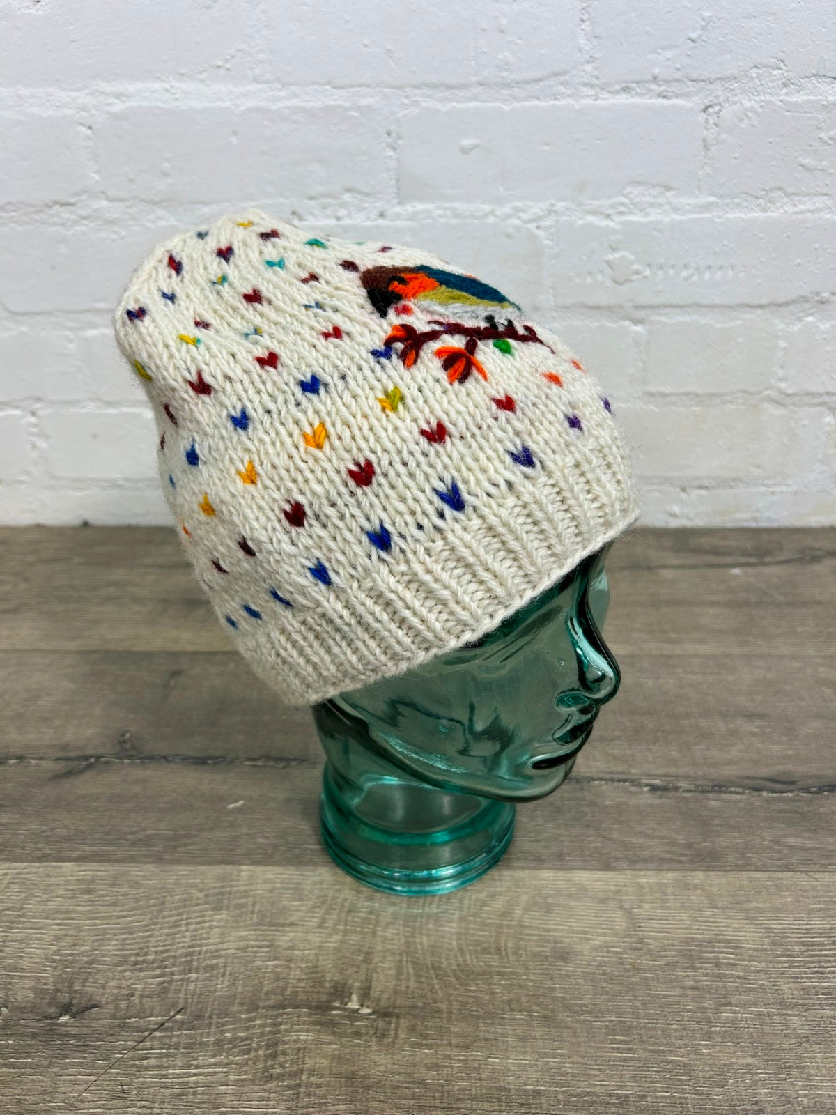 White Bird Knit Beanie hat