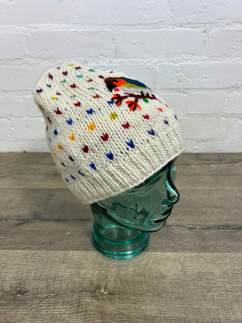 White Bird Knit Beanie hat